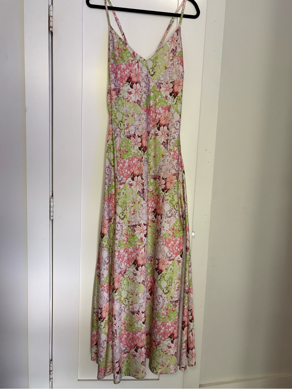 Forever 21 Pink & Green Floral Slip Maxi Dress